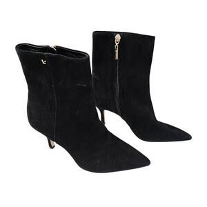Larroude Mini Kate Suede Heel Boot Size 7 Ankle Zip Bootie Black